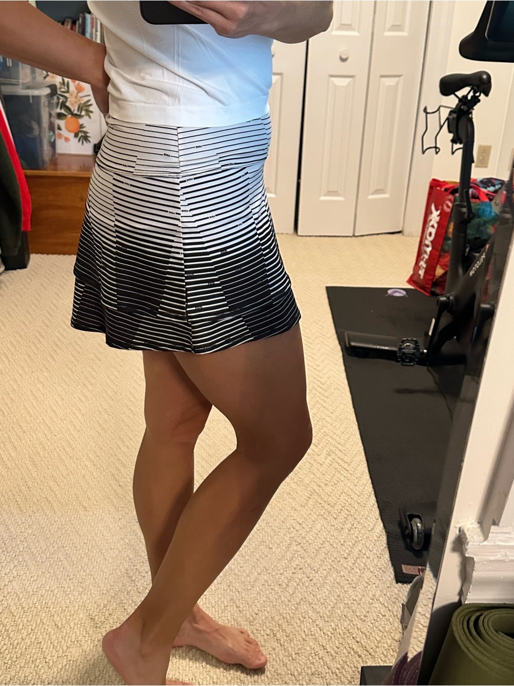 Lucky in Love Black & White Striped Athletic Skort